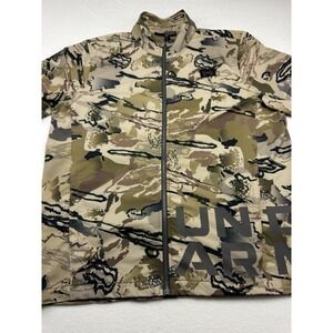 Under Armour Hunting Jacket Mens XL Camo Full Zip Windbreaker UA Outdoor